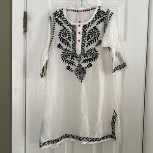 ALEJANDRA KEARL GIRS 100% SILK EMBROIDERED DRESS BOHO KAFTAN DRESS SIZE 6-7